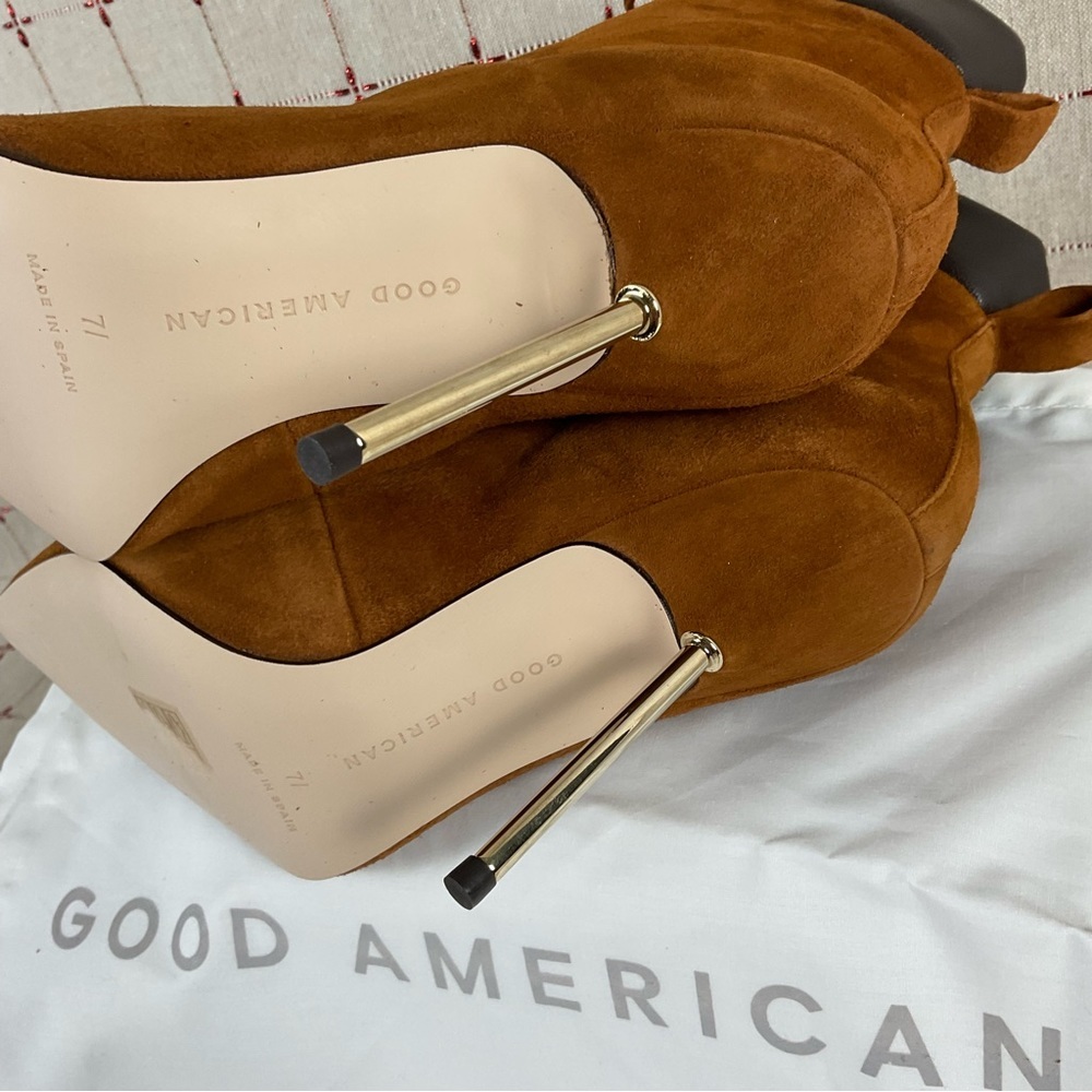 Good American “Scandal” Lace Up High Heel Booties Stiletto Ankle Boots Sz 7.5 - Picture 7 of 8